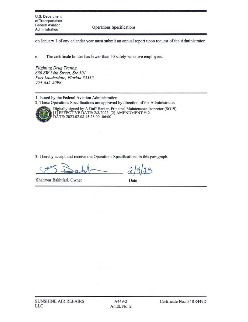 FAA Operations Specifications document